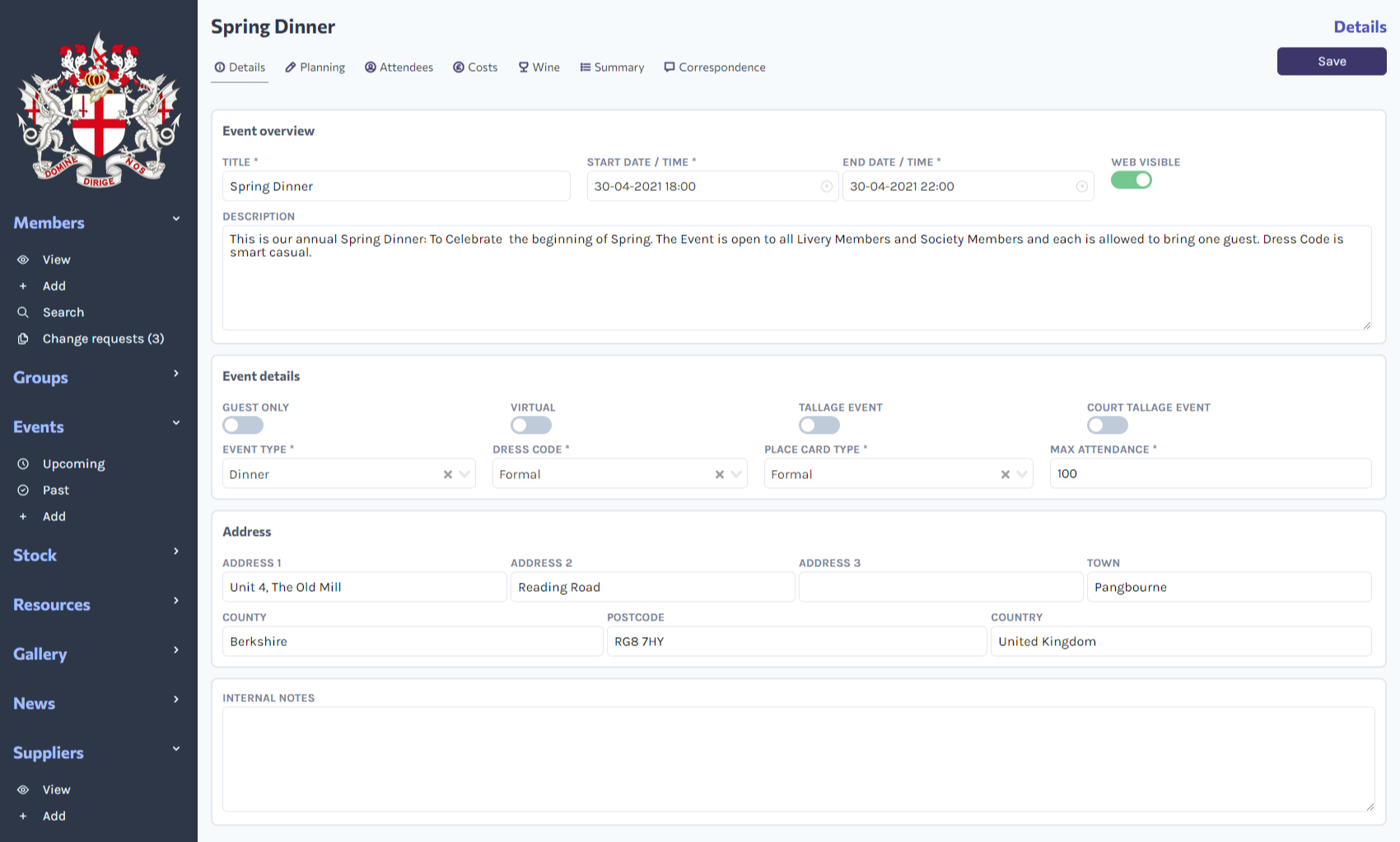 Screenshot of Livery Membership System