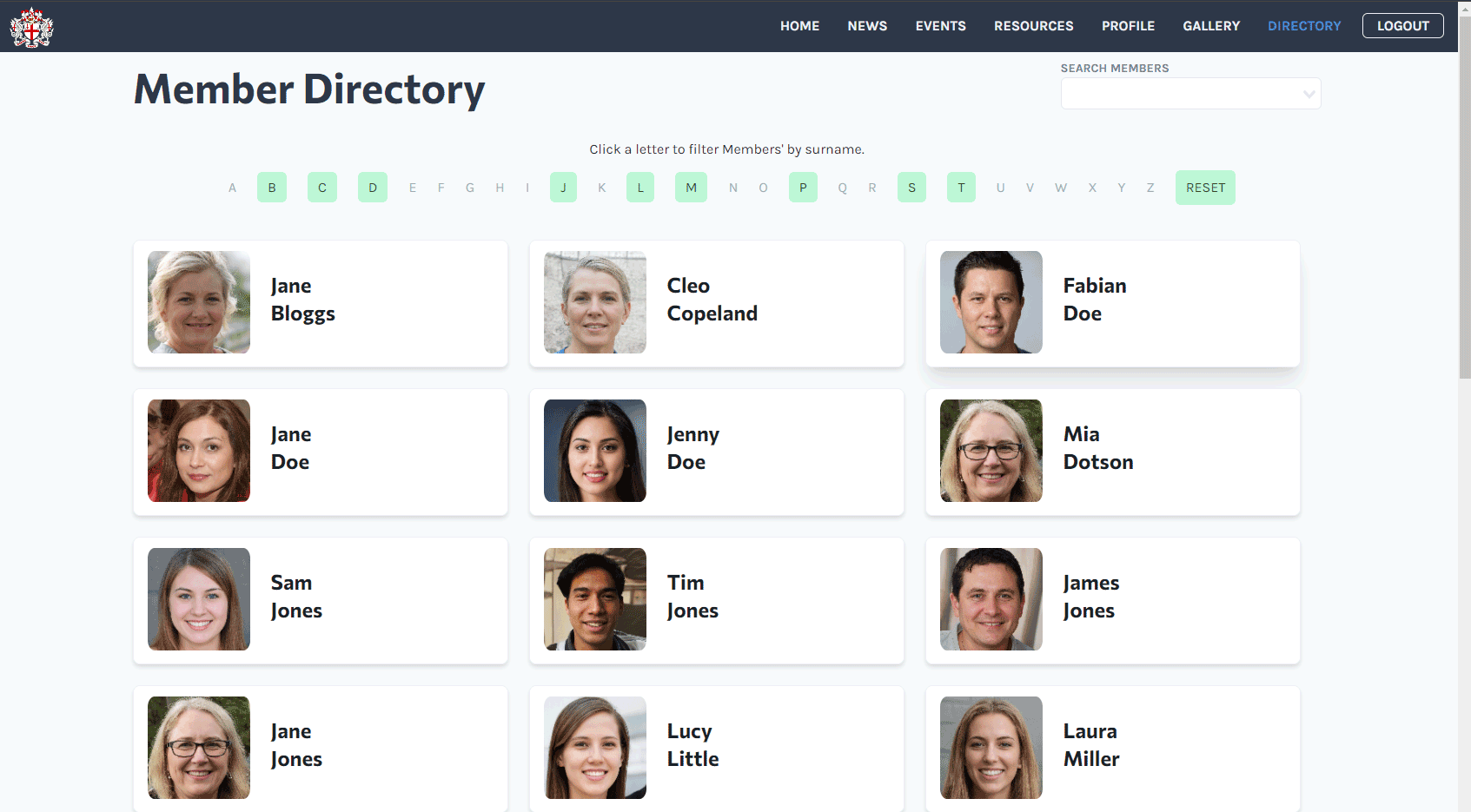 Screenshot of Livery Membership System