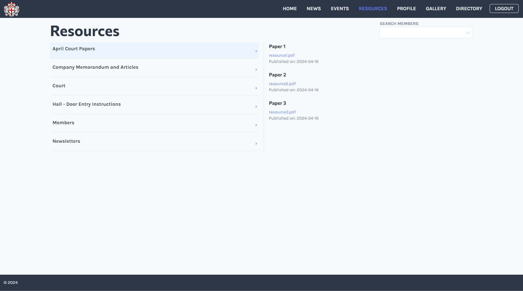 Screenshot of Livery Membership System