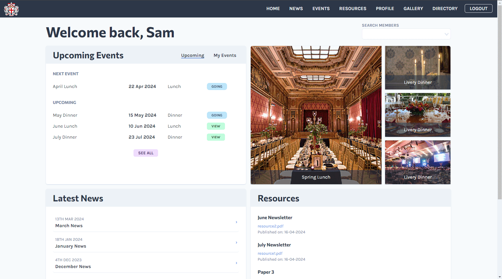 Screenshot of Livery Membership System